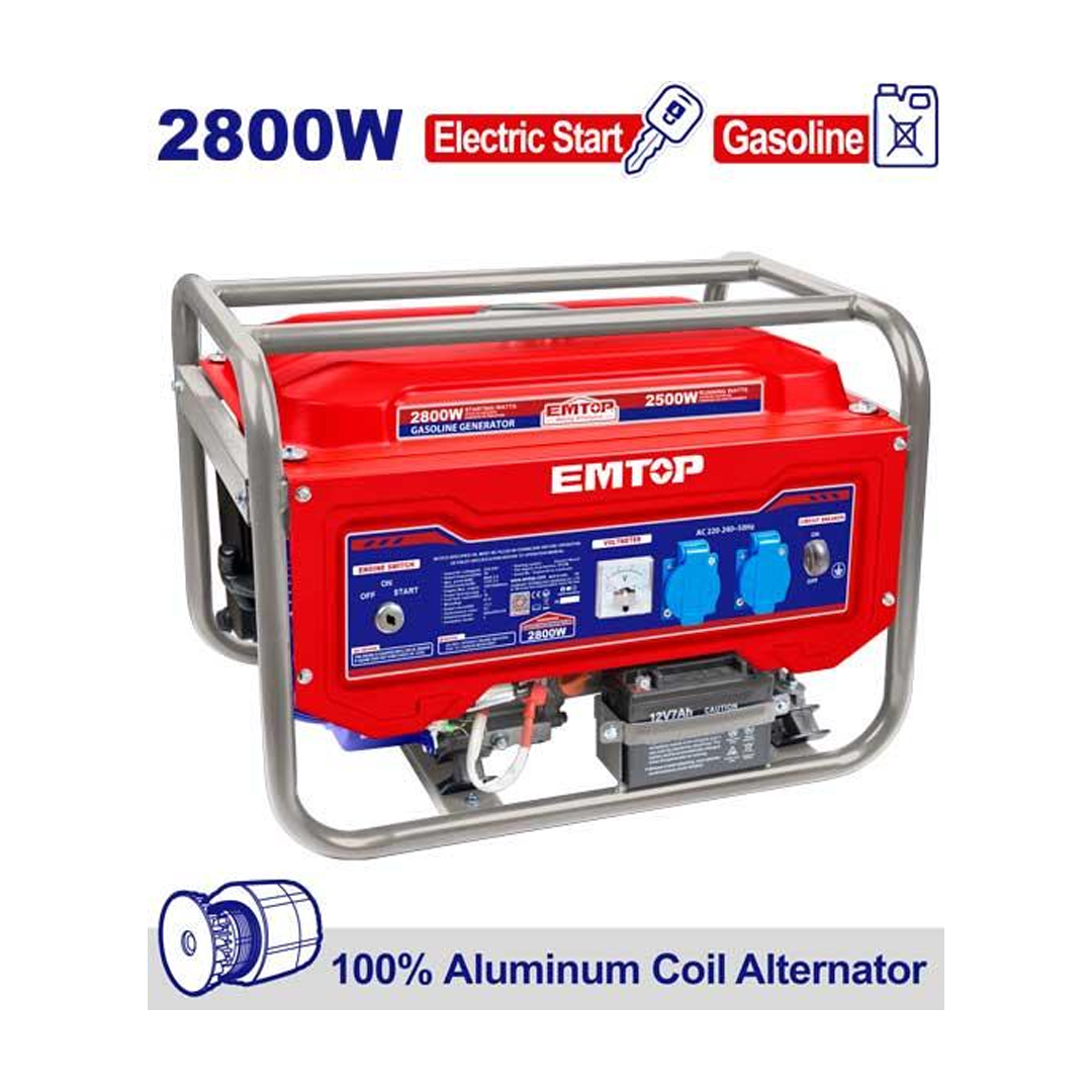 مولد بنزين بكرة + مفتاح - 2.8KW