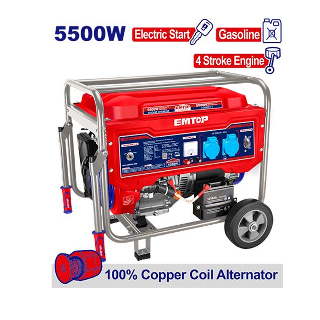 مولد بنزين بكرة + مفتاح - 5.5KW