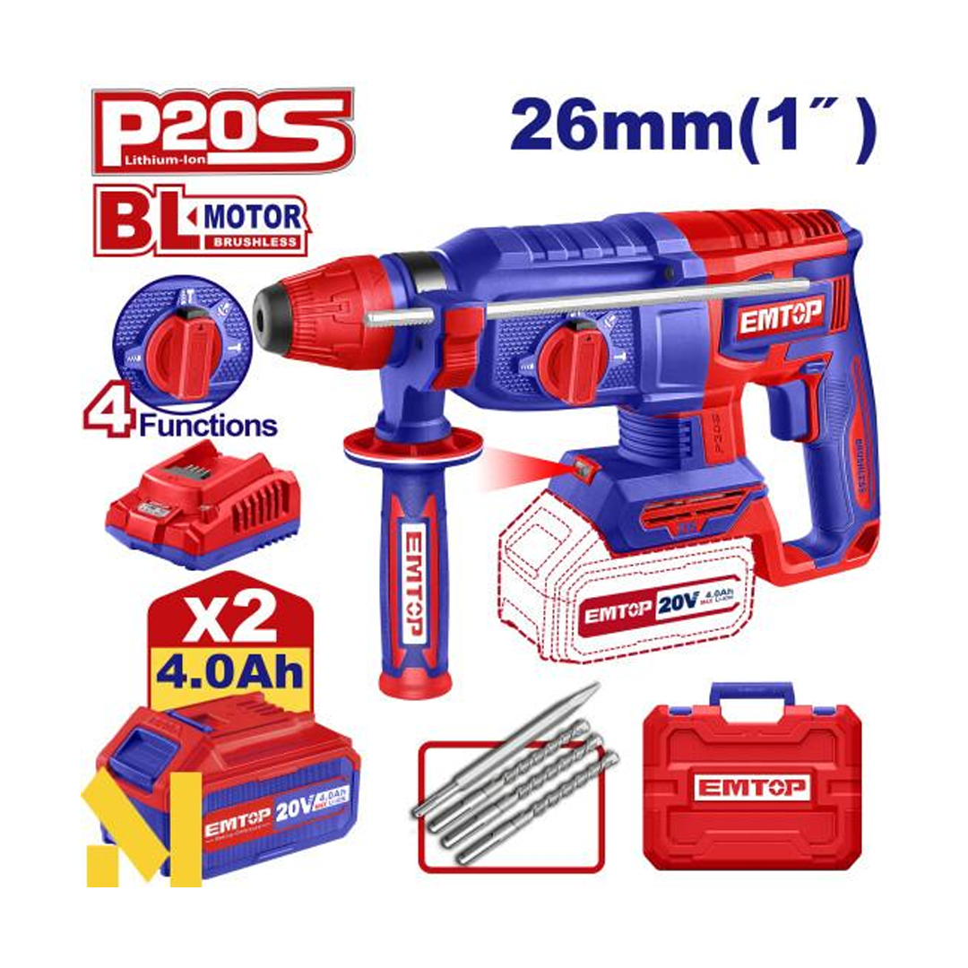 درل بتشون صناعي 2 بطارية 4 حركة - 4A/20V - 26mm