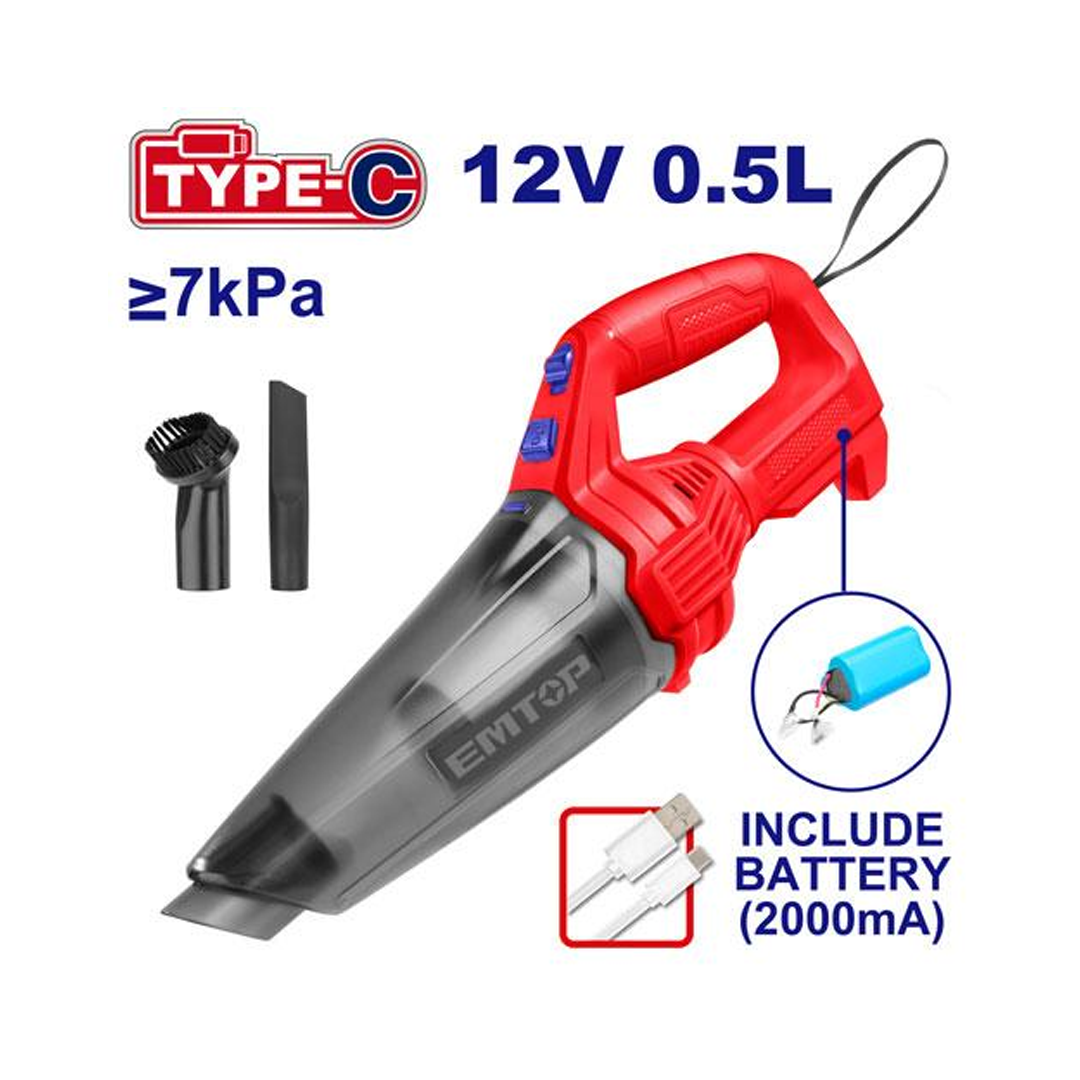 مكنسة سيارة بطارية - 0.5 لتر 12V USB TYPE C